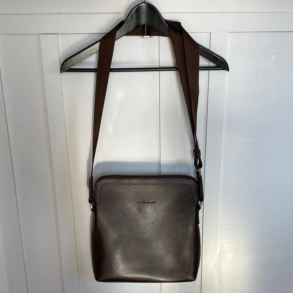 VTG $1476 NWT Santa Barbara Polo & Racquet Club Leather Messenger Bag